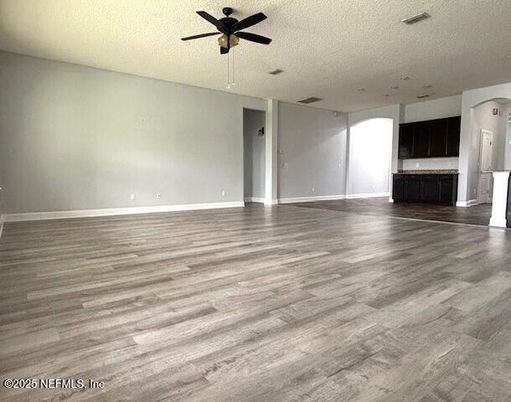 Empty room, Interior, Kitchen, Recessed Lighting, Wood Texture Flooring