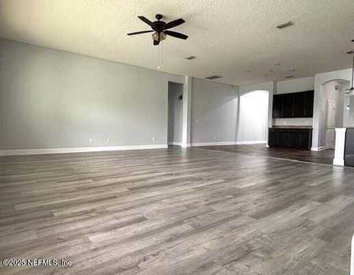 Empty room, Interior, Pendant Lights, Recessed Lighting, Wood Texture Flooring