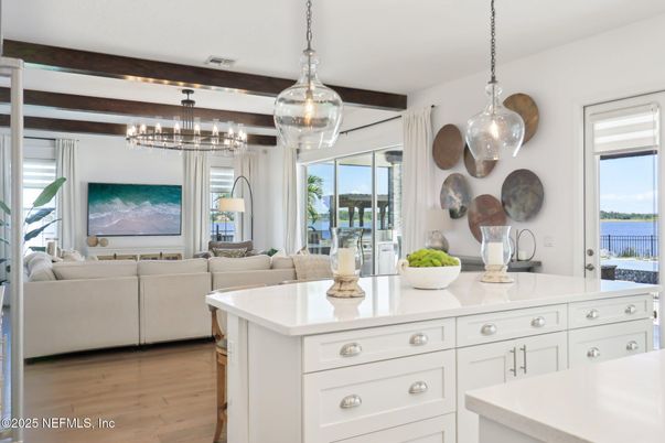 Interior, Living room, Pendant Lights, Water, Wood Texture Flooring