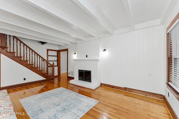 Empty room, Fireplace, Interior, Wood Texture Flooring