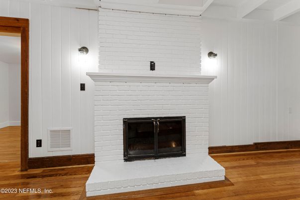 Fireplace, Interior, Wood Texture Flooring