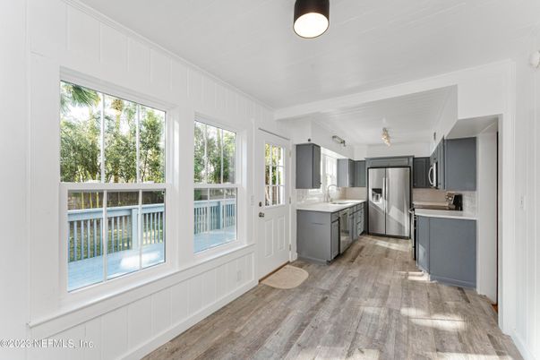 Interior, Kitchen, Stainless Steel Appliances, Wood Texture Flooring