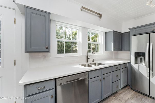 Interior, Kitchen, Stainless Steel Appliances, Wood Texture Flooring