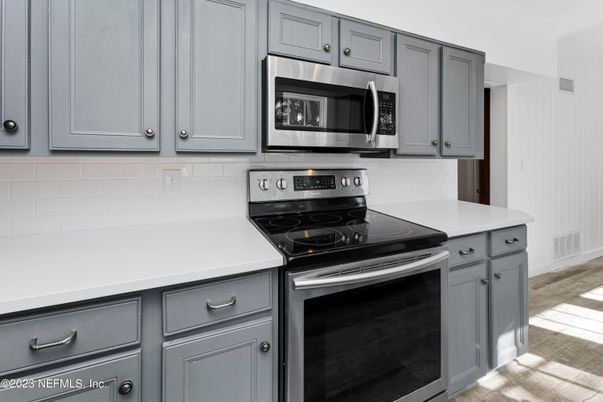 Interior, Kitchen, Stainless Steel Appliances, Wood Texture Flooring