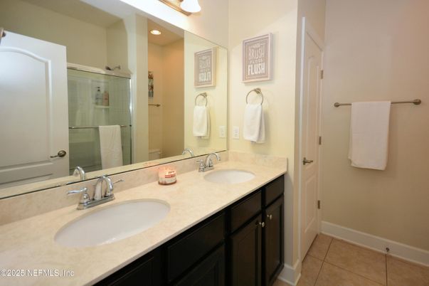 Bathroom, Dual Sink Vanities, Glass Shower, Interior