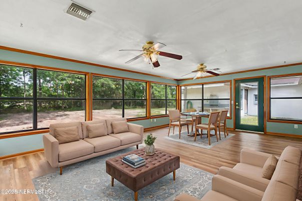 Dining room, Interior, Living room, Sun Room, Wood Texture Flooring
