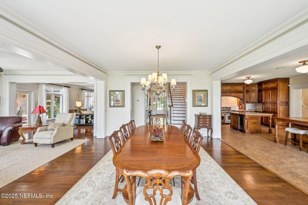 Chandelier, Dining room, Interior, Kitchen, Living room, Wood Texture Flooring