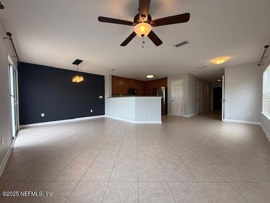 Empty room, Interior, Kitchen, Pendant Lights