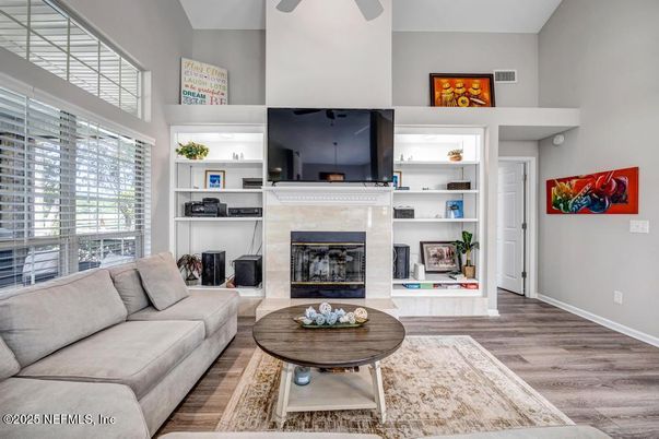 Fireplace, Interior, Living room, Wood Texture Flooring