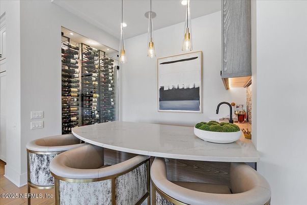 Dining room, Interior, Pendant Lights, Recessed Lighting, Wine Storage