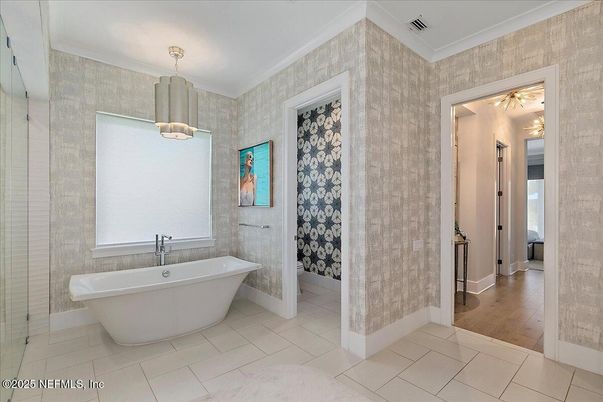 Bathroom, Free Standing Baths, Interior, Wood Texture Flooring