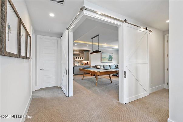 Billiard Table, Game Room, Interior, Pendant Lights, Recessed Lighting
