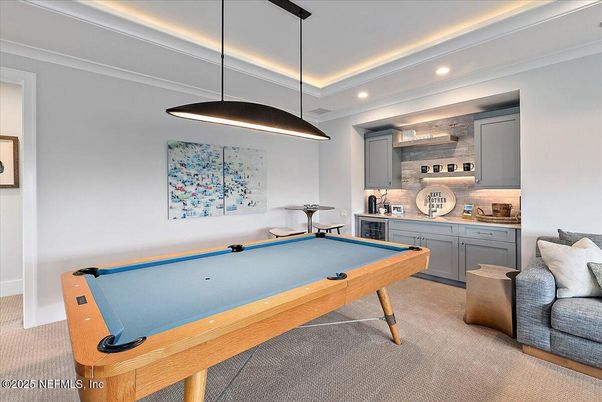 Billiard Table, Game Room, Interior, Pendant Lights, Recessed Lighting