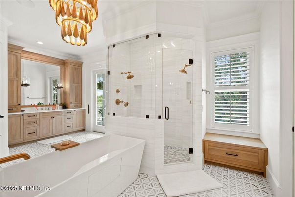 Bathroom, Glass Shower, Interior, Recessed Lighting