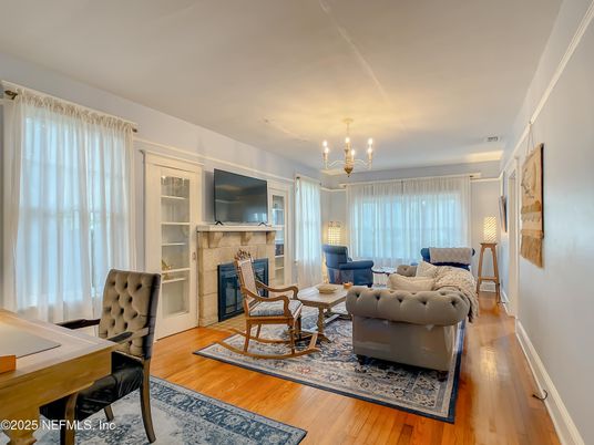 Chandelier, Fireplace, Interior, Living room, Wood Texture Flooring