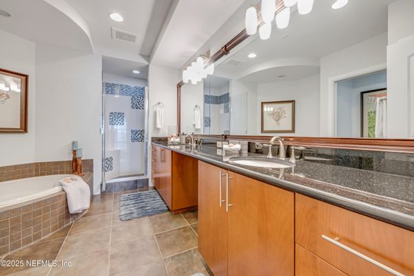Bathroom, Dual Sink Vanities, Glass Shower, Interior, Recessed Lighting