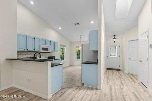 Interior, Kitchen, Pendant Lights, Recessed Lighting, Wood Texture Flooring