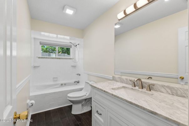 Bathroom, Interior, Recessed Lighting, Wood Texture Flooring