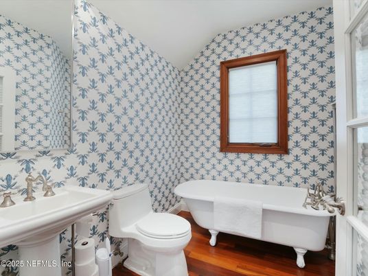 Bathroom, Free Standing Baths, Interior, Wood Texture Flooring