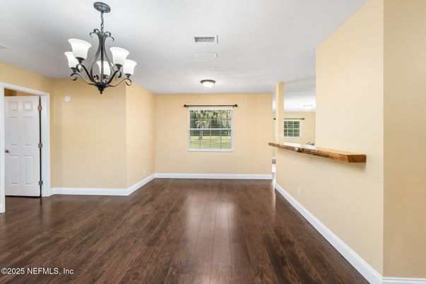 Chandelier, Empty room, Interior, Wood Texture Flooring