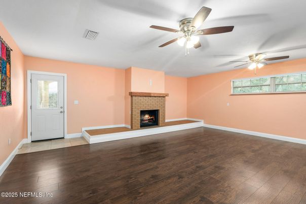 Empty room, Fireplace, Interior, Wood Texture Flooring
