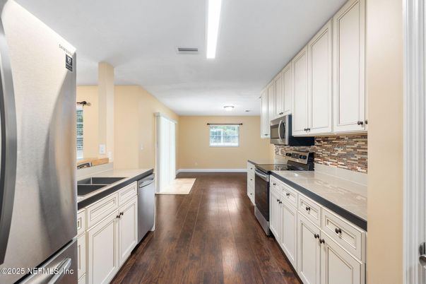 Interior, Kitchen, Stainless Steel Appliances, Wood Texture Flooring