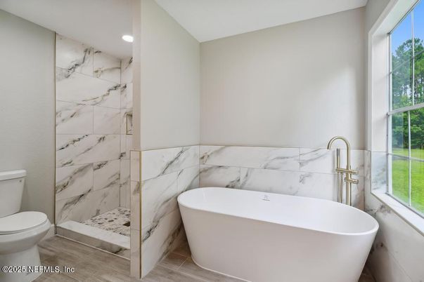 Bathroom, Free Standing Baths, Interior, Marble Walls, Recessed Lighting