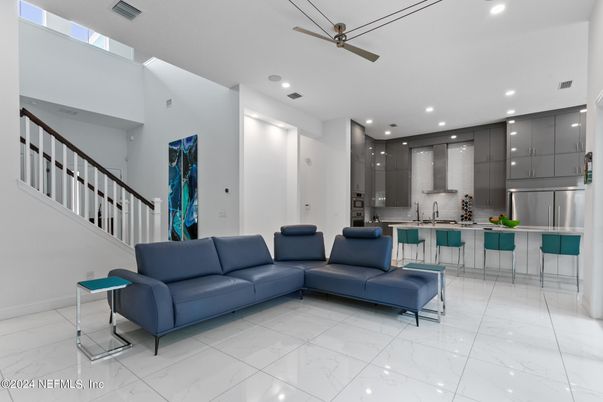 Interior, Kitchen, Living room, Marble, Recessed Lighting