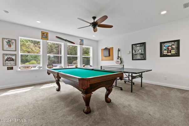 Billiard Table, Game Room, Interior, Recessed Lighting