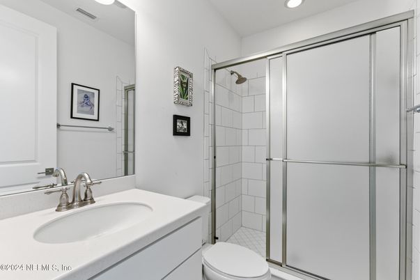 Bathroom, Glass Shower, Interior, Recessed Lighting