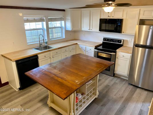 Interior, Kitchen, Stainless Steel Appliances, Wood Texture Flooring