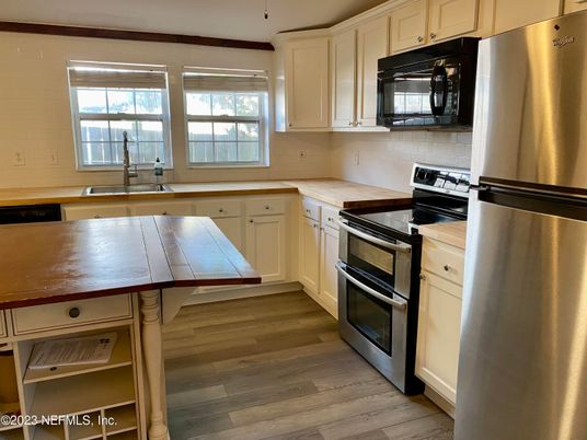 Interior, Kitchen, Stainless Steel Appliances, Wood Texture Flooring