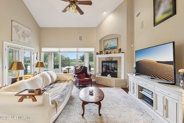 Dining room, Fireplace, Interior, Living room, Recessed Lighting