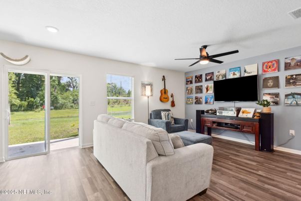 Interior, Living room, Recessed Lighting, Wood Texture Flooring