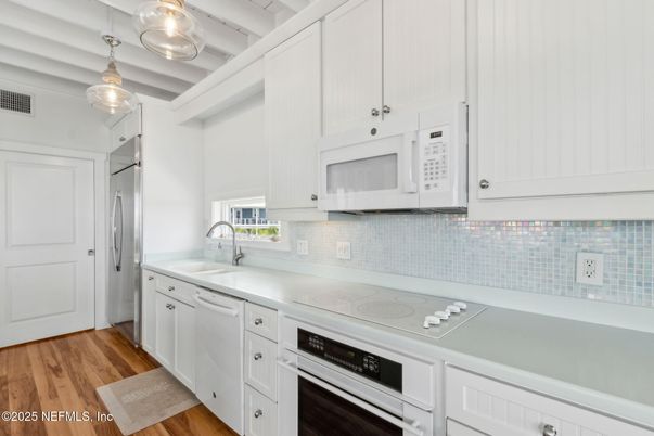 Interior, Kitchen, Pendant Lights, Stainless Steel Appliances, Wood Texture Flooring