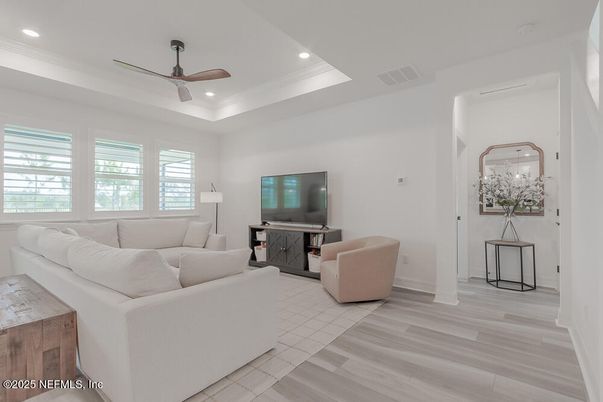 Interior, Living room, Recessed Lighting, Wood Texture Flooring