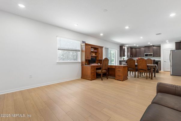 Home Office, Interior, Kitchen, Recessed Lighting, Wood Texture Flooring