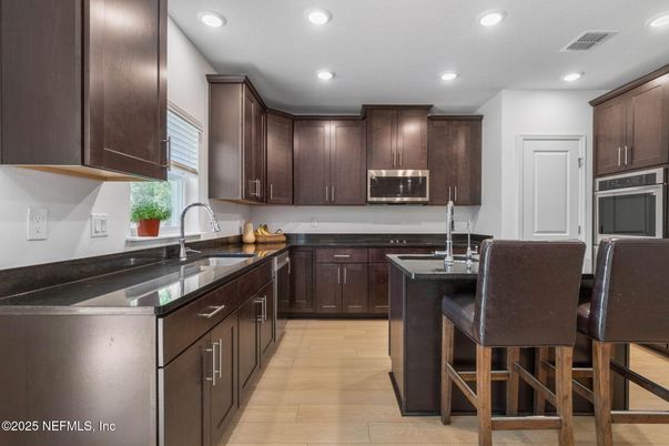 Interior, Kitchen, Recessed Lighting, Wood Texture Flooring