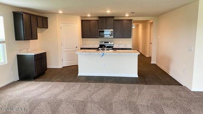 Interior, Kitchen, Recessed Lighting, Wood Texture Flooring