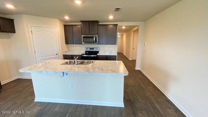 Interior, Kitchen, Recessed Lighting, Wood Texture Flooring