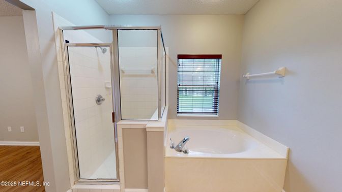 Bathroom, Glass Shower, Interior, Wood Texture Flooring