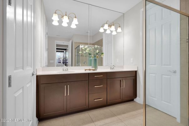 Bathroom, Dual Sink Vanities, Glass Shower, Interior