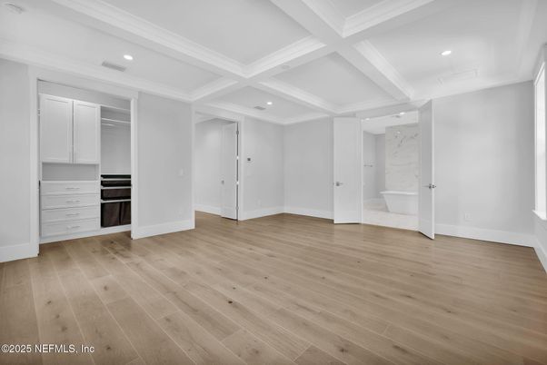 Empty room, Interior, Marble Walls, Recessed Lighting, Wood Texture Flooring