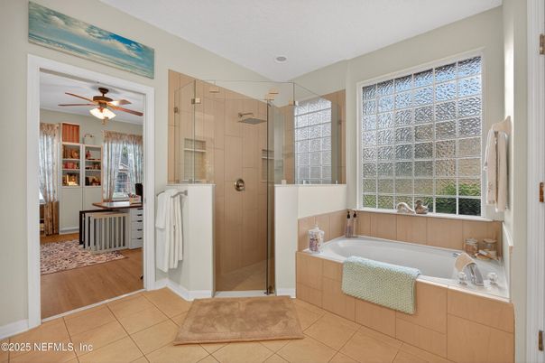 Bathroom, Glass Shower, Interior, Wood Texture Flooring
