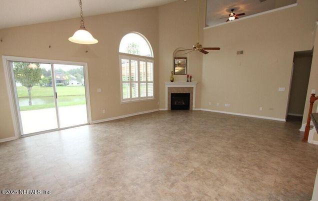 Empty room, Fireplace, Interior, Pendant Lights