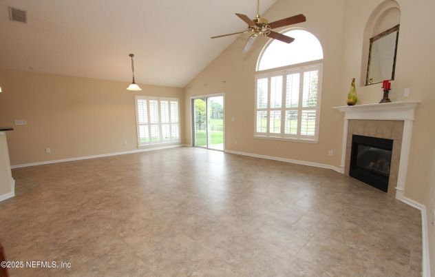Empty room, Fireplace, Interior, Pendant Lights
