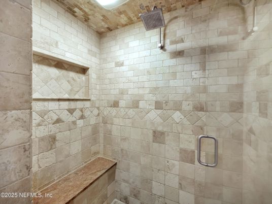 Bathroom, Glass Shower, Interior, Stone Walls