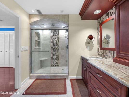 Bathroom, Glass Shower, Interior, Recessed Lighting
