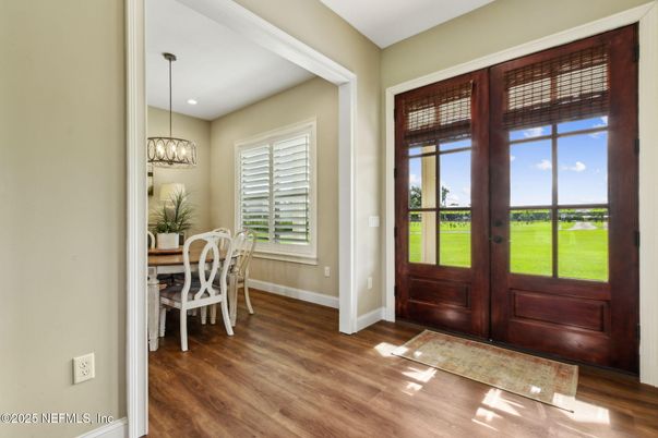 Chandelier, Dining room, Interior, Pendant Lights, Recessed Lighting, Wood Texture Flooring