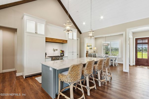 Interior, Kitchen, Pendant Lights, Recessed Lighting, Wood Texture Flooring